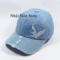 Mũ lưỡi trai JEANS thêu dại bàng cao câp- Chất liệu vải Jeans xịn thích hợp cho tín đồ tuổi teen mê nón xịn.