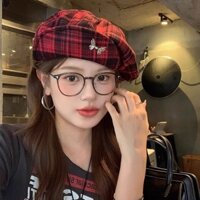 Mũ lưỡi trai kẻ sọc bướm mùa đông Hàn Quốc dành cho nữ Mũ nồi đa năng thông thường