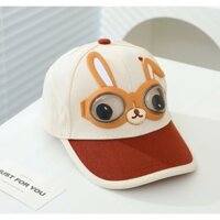 Mũ Lưỡi Trai Mắt Thỏ Tai Cụp Vành Nâu - Nón Lưỡi Trai Cute Dành Cho Bé Trai 2-5 Tuổi Vòng Đầu 50-53cm N12248
