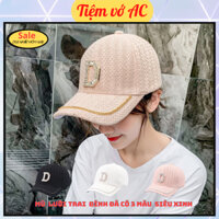 Mũ lưỡi trai nam nữ họa tiết D đính đá chât liệu len gân dệt nổi cao cấp M20
