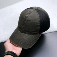 Mũ lưỡi trai nam nữ , nón kết kaki wash phối lưới dáng trơn basic