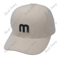 Mũ lưỡi trai nhung thêu chữ M nón kết nhung phong cách UIzzang form unisex nam nữ thời trang - Kem