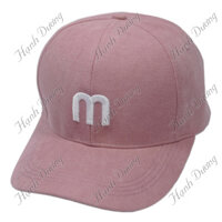 Mũ lưỡi trai nhung thêu chữ M nón kết nhung phong cách UIzzang form unisex nam nữ thời trang - Hồng