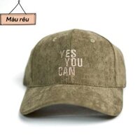 Mũ lưỡi trai  Nón kết thêu chữ Yes You Can phong cách Ulzzang form unisex nam nữ N06 - Màu rêu