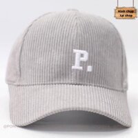Mũ lưỡi trai Nón kết thêu họa tiết chữ cái chất nhung tăm cao cấp form unisex nam nữ mẫu hot trend 2022 - P xám