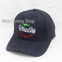 Mũ lưỡi trai  Nón kết thêu hình con cá mập Paradist chất nhung cao cấp form unisex nam nữ - Đen