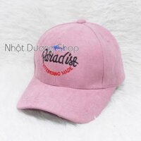 Mũ lưỡi trai  Nón kết thêu hình con cá mập Paradist chất nhung cao cấp form unisex nam nữ - Hồng