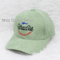 Mũ lưỡi trai  Nón kết thêu hình con cá mập Paradist chất nhung cao cấp form unisex nam nữ - Xanh mint