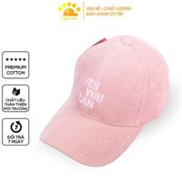 Mũ Lưỡi Trai Nón Lưỡi Trai Nam Nữ Yes You Can Vải Nhung Tăm Mịn Nón Kết - Hồng