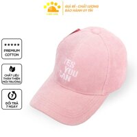 Mũ Lưỡi Trai Nón Lưỡi Trai Nam Nữ Yes You Can Vải Nhung Tăm Mịn Nón Kết - Hồng