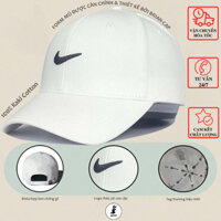 Mũ lưỡi trai nón Nike trắng thêu logo nổi dáng thể thao, nón kết lưỡi trai dã ngoại hàng xuất dư Hàn cho nam và nữ.