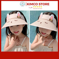 Mũ lưỡi trai nửa đầu cho bé trai bé gái chống nắng chống tia UV mùa hè, nón vành rộng họa tiết gấu đáng yêu