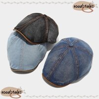 Mũ lưỡi trai ROADSTALIS, Mũ nồi Denim có thể giặt có thể điều chỉnh, Mũ lưỡi trai ngắn vành cổ điển giản dị Unisex