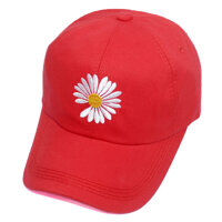 Mũ lưỡi trai thêu hoa cúc họa mi rơi cánh hot trend dành cho cả nam và nữ - Hạnh Dương - Đỏ