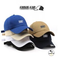 Mũ Lưỡi Trai thêu số 1987 đỏ đen. Nón Kết Giành Cho Nam Và Nữ Phong Cách Hàn Quốc Kiểu Đơn Giản Cá Tính Vải Kaki. CHIVIE