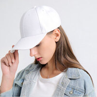 Mũ lưỡi trai trơn đen trắng unisex phong cách cơ bản khóa đồng - nón kết vải kaki trơn thời trang basic freesize - Smice House - Trắng