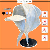 Mũ lưỡi trai trùm đầu unisex, Nón kết họa tiết trơn phối hoa thắt nút chống nắng thời trang mùa hè dã ngoại - Mã MLT026