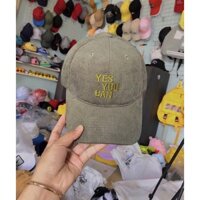 Mũ lưỡi trai  Yes you can vải nhung cho cả nam nữ - Xanh rêu