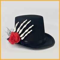 Mũ ma cà rồng, mũ ma thuật quý ông bàn tay xương và hoa hồng hóa trang Halloween cho người lớn