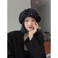 Mũ mây len xếp ly nổi tiếng trên mạng Mũ nồi chữ cái nhỏ tôn lên khuôn mặt ngắn vành nữ mùa xuân thu Mũ bát giác kiểu Nhật sành điệu