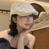 Mũ mỏ vịt mũ nồi lưỡi trai màu trơn phối họa tiết tua rua, mũ nồi xinh cho bạn gái - Nalita shop