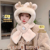 Mũ, Mũ lông , sừng tuần lộc - Set 2 tác dụng , khăn , mũ