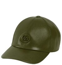 Mũ Nam Gucci Leather Baseball Hat With Double G 'Dark Green'