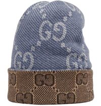 Mũ Nam Gucci Reversible GG Wool Hat 'Navy Brown'