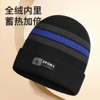 Mũ Nam Lông Cừu Lót Mũ Dệt Kim Dày Ấm Áp Đi Xe Đạp Mũ Bảo Vệ Tai Nam Nữ Mùa Đông Ngoài Trời Mũ Len Chống Lạnh