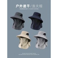 Mũ ngư dân cho nam, mũ chống nắng mùa hè bảo vệ UV ngoài trời, mũ che mặt câu cá, mũ nắng rộng vành