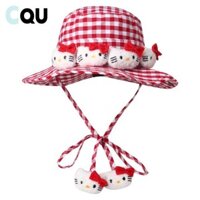 Mũ ngư dân CQU Hello Kitty, Mũ chống nắng thoáng khí Hello Kitty, Quà tặng mũ xô Sanrio hoạt hình chống tia cực tím