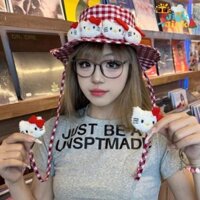 Mũ ngư dân JIGK Hello Kitty, Mũ chống nắng Hello Kitty Sanrio, Mũ xô hoạt hình thoáng khí chống tia cực tím Thể thao ngoài trời