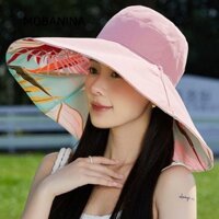 Mũ ngư dân MOBANINA, Mũ chống nắng hai mặt vành phóng to, Mũ xô Cotton thoáng khí có thể gập lại thời trang