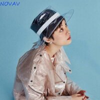 Mũ ngư dân trong suốt NOVAVIBE, Mũ xô trong suốt bằng nhựa Pvc chống thấm nước, Vành rộng thời trang Tấm che nắng màu trơn Mũ chống nắng đi biển