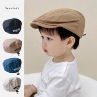 Mũ nồi beret cho bé - Mũ nón mỏ vịt chất vải kaki mềm thêu chữ cực xinh nhiều màu cho bé trai, bé gái từ 2 đến 6 tuổi