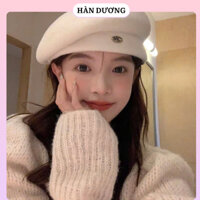 Mũ nồi beret dạ thu đông in chữ M cao cấp
