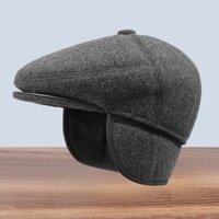 Mũ Nồi Che Tai, Nón Beret nam trung niên chất liệu vải nỉ dạ siêu ấm - Có che tai