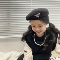 Mũ nồi cho bé trai bé gái, Mũ nón beret Chữ PPADA đáng yêu nhiều màu có dây rút cho bé MN25