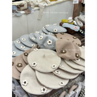 Mũ nồi dạ đính hoa cho bé gái