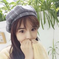 Mũ nồi dạ kẻ caro, nón beret dạ kẻ caro siêu xinh