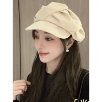 Mũ nồi Hàn Quốc thời trang nữ mũ họa sĩ hình bát giác xếp ly khí chất rộng rãi mùa xuân thu mẫu mới 2025