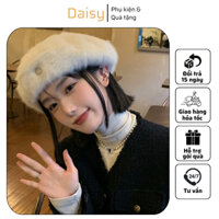 Mũ Nồi Lông Thỏ Unisex, Nón Len Phối Khuy Phong Cách Tiểu Thư Xinh Xắn Thời Trang Thu Đông - DAISY - MN052