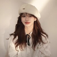 Mũ Nồi Trắng Nữ Thu Đông Phong Cách Nhật Bản Đầu Lớn Chu Vi Hàn Quốc Mũ Nồi Họa Sĩ ins Influencer Thể Hiện Mặt Mũ Nhỏ