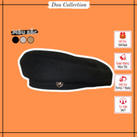 Mũ Nồi Unisex Nam Nữ, Nón Beret Retro Không Vành Chất Nhung Phối Nút Chữ M Phong Cách Hàn Thời Trang Thu Đông - Mã MN049