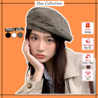 Mũ Nồi Unisex Nam Nữ, Nón Beret Retro Không Vành Họa Tiết Trơn Túi Nhỏ Đính Nút Phong Cách Nhật Bản - Mã MN029