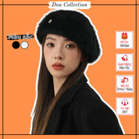 Mũ Nồi Unisex Nam Nữ, Nón Beret Retro Không Vành Chất Lông Mịn Màng Trơn Phối Nút Phong Cách Nhật Bản - Mã MN051