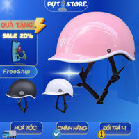 Mũ Nón bảo hiểm 1/2 đầu Napoli N02 Hồng kiểu Nhật Cá Heo Kết Cứng, Free Size cho vòng đầu 55-58cm - Bảo hành 12 tháng