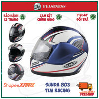 Mũ nón bảo hiểm cả đầu SUNDA 803 Hàm Tem AL3 xanh đỏ Sport