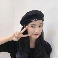 Mũ nón beret nồi bánh tiêu nữ Hàn Quốc LÀ GU Khăn Phụ Kiện phong cách newboy ulzzang đẹp mùa đông thời trang màu đen - MBR004