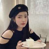 Mũ nón beret nồi bánh tiêu nữ Hàn Quốc LÀ GU Khăn Phụ Kiện phong cách newboy ulzzang đẹp mùa đông thời trang màu đen - MBR008